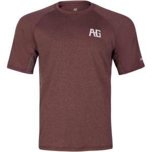 imageMens Performance Short Sleeve Shirt Mens Agricultural Workwear Breathable Shirt with UPF30 Sun Protection High Vis Yellow LargeMaroon Heather