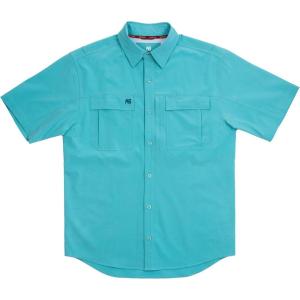 imageMens Short Sleeve Hay Baler Button Down Shirt Breathable Performance Work Shirt for Farmers and Ranchers with UPF30Dusty Turqouise