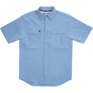 imageMens Short Sleeve Hay Baler Button Down Shirt Breathable Performance Work Shirt for Farmers and Ranchers with UPF30Faded Denim