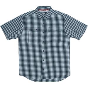 imageMens Short Sleeve Hay Baler Button Down Shirt Breathable Performance Work Shirt for Farmers and Ranchers with UPF30Ice Blue Gingham