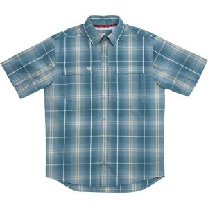 imageMens Short Sleeve Hay Baler Button Down Shirt Breathable Performance Work Shirt for Farmers and Ranchers with UPF30Titanium Blue Acre Plaid