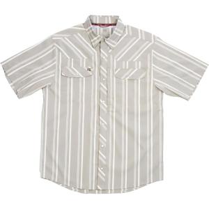 imageMens Short Sleeve Stockyard Button Down Shirt Breathable Performance Work Shirt for Farmers and Ranchers with UPF30Earth Vertical Stripe