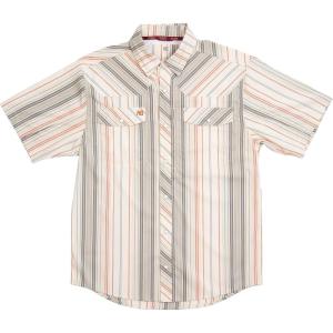 imageMens Short Sleeve Stockyard Button Down Shirt Breathable Performance Work Shirt for Farmers and Ranchers with UPF30Ombre Stripe Brick