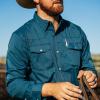 imageMens Long Sleeve Stockyard Button Down Shirt Breathable Performance Work Shirt for Farmers and Ranchers with UPF30Maroon