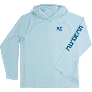 imageMens Farm Pro Breathable Performance Hoodie Lightweight AllSeason Hooded Sun Shirt with UPF50 Sun ProtectionIce Blue Heather