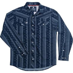 imageMens Long Sleeve Stockyard Button Down Shirt Breathable Performance Work Shirt for Farmers and Ranchers with UPF30Bandananavy