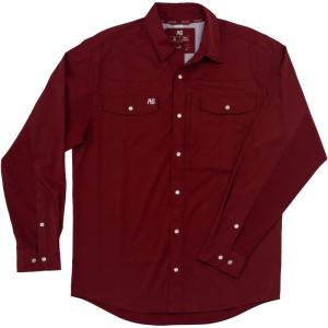 imageMens Long Sleeve Stockyard Button Down Shirt Breathable Performance Work Shirt for Farmers and Ranchers with UPF30Maroon