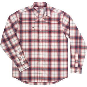 imageMens Long Sleeve Stockyard Button Down Shirt Breathable Performance Work Shirt for Farmers and Ranchers with UPF30Plaidaggear Red