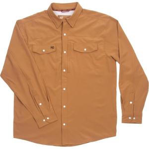 imageAGGEAR Mens Long Sleeve Stockyard Pearl Snap Shirt Breathable ButtonDown Western Shirt for MenCoyote