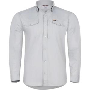 imageAGGEAR Mens Long Sleeve Stockyard Pearl Snap Shirt Breathable ButtonDown Western Shirt for MenLight Grey
