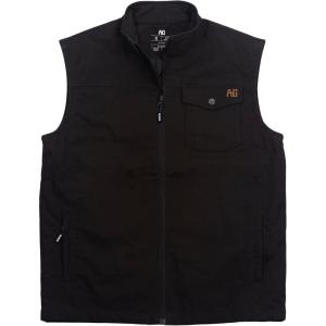imageAGGEAR Mens Winston Vest Wind Resistant CottonPerformance Work Vest FullZip Quilted Interior Lining Snap Front PocketCoffee