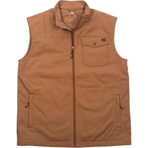 imageAGGEAR Mens Winston Vest Wind Resistant CottonPerformance Work Vest FullZip Quilted Interior Lining Snap Front PocketCoyote