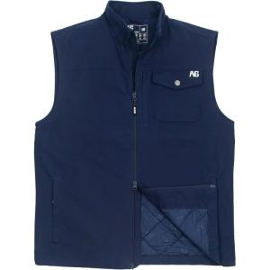 imageAGGEAR Mens Winston Vest Wind Resistant CottonPerformance Work Vest FullZip Quilted Interior Lining Snap Front PocketNavy