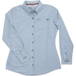 imageAGGEAR Womens Long Sleeve Classic Legend Button Down Shirt Collar Stay Feature Breathable Performance Work ShirtPin Stripetitanium Blue