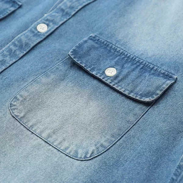 Dubinik® Denim Shirt Men Mens Denim Shirts Long Sleeve Mens Denim Button Down Shirt Cotton Regular Fit Casual Work Shirts