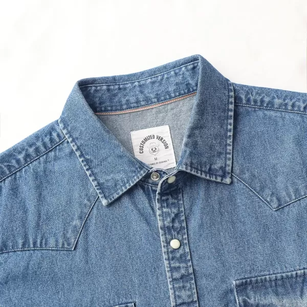 Dubinik® Denim Shirt Men Mens Denim Shirts Long Sleeve Mens Denim Button Down Shirt Cotton Regular Fit Casual Work Shirts