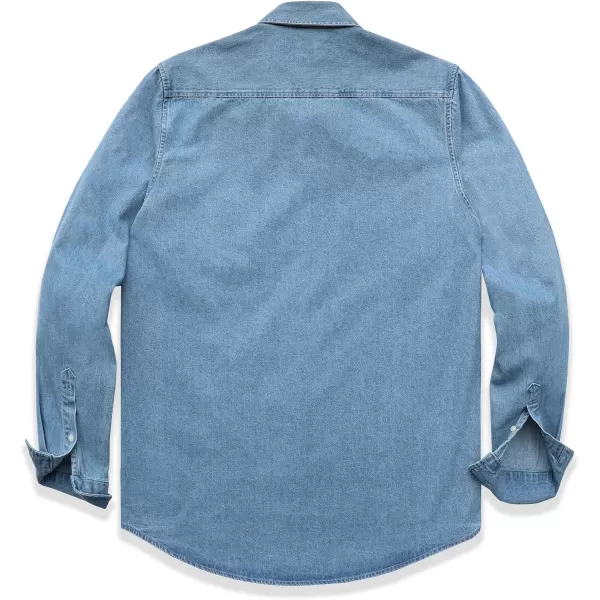 Dubinik® Denim Shirt Men Mens Denim Shirts Long Sleeve Mens Denim Button Down Shirt Cotton Regular Fit Casual Work Shirts