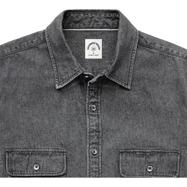 Dubinik® Denim Shirt Men Mens Denim Shirts Long Sleeve Mens Denim Button Down Shirt Cotton Regular Fit Casual Work Shirts