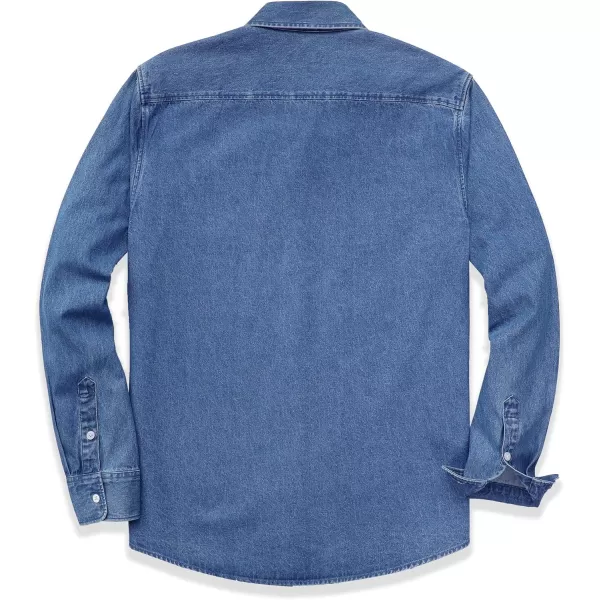 Dubinik® Denim Shirt Men Mens Denim Shirts Long Sleeve Mens Denim Button Down Shirt Cotton Regular Fit Casual Work Shirts