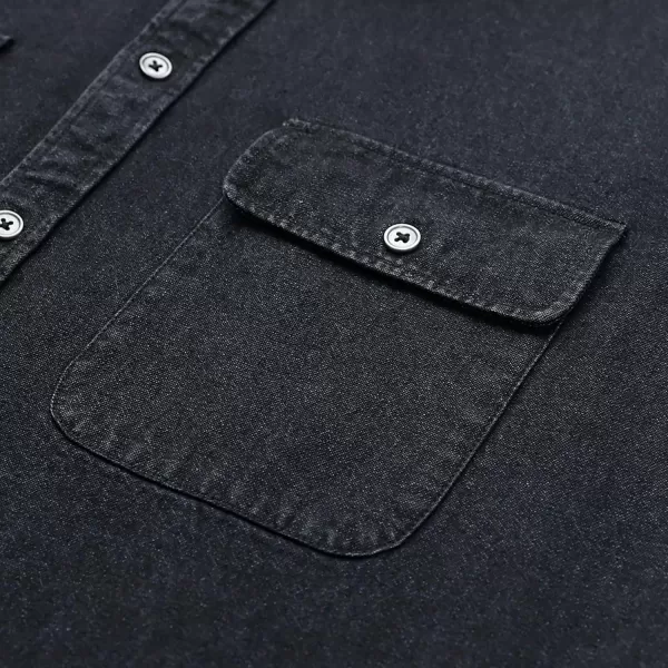 Dubinik® Denim Shirt Men Mens Denim Shirts Long Sleeve Mens Denim Button Down Shirt Cotton Regular Fit Casual Work Shirts