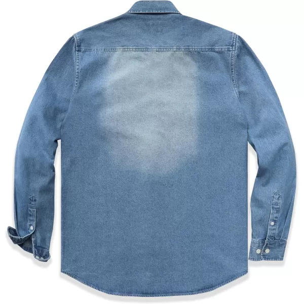 Dubinik® Denim Shirt Men Mens Denim Shirts Long Sleeve Mens Denim Button Down Shirt Cotton Regular Fit Casual Work Shirts