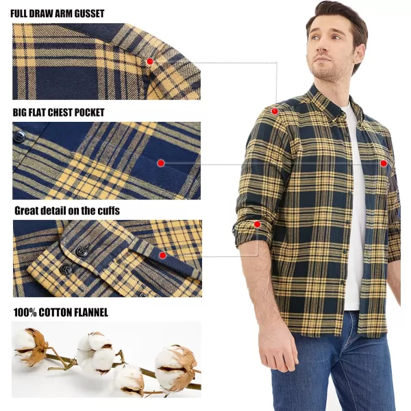 Dubinik® Flannel Shirt for Men Casual Button Down Work Soft All Cotton Lightweight Flannel Mens Plaid Shirts Long Sleeve