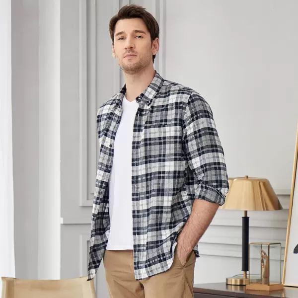 Dubinik® Flannel Shirt for Men Casual Button Down Work Soft All Cotton Lightweight Flannel Mens Plaid Shirts Long Sleeve