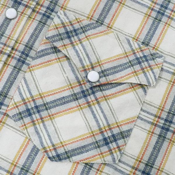 Dubinik® Flannel Shirt for Men Western Cowboy Pearl Snap Shirts for Men Long Sleeve Vintage Buttons Down Plaid Shirt