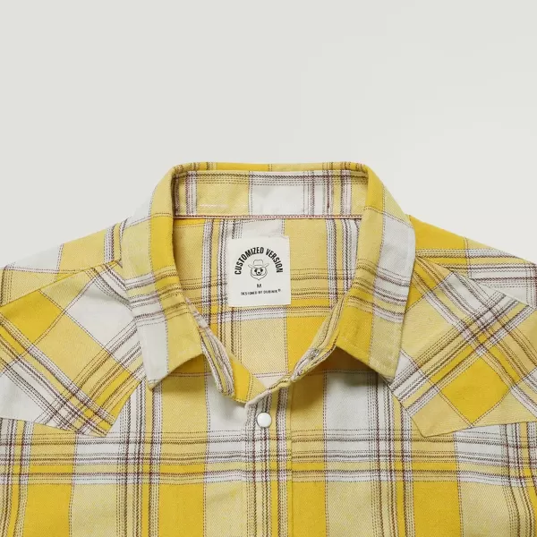 Dubinik® Flannel Shirt for Men Western Cowboy Pearl Snap Shirts for Men Long Sleeve Vintage Buttons Down Plaid Shirt