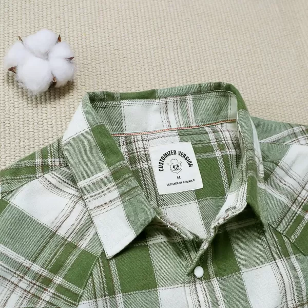 Dubinik® Flannel Shirt for Men Western Cowboy Pearl Snap Shirts for Men Long Sleeve Vintage Buttons Down Plaid Shirt