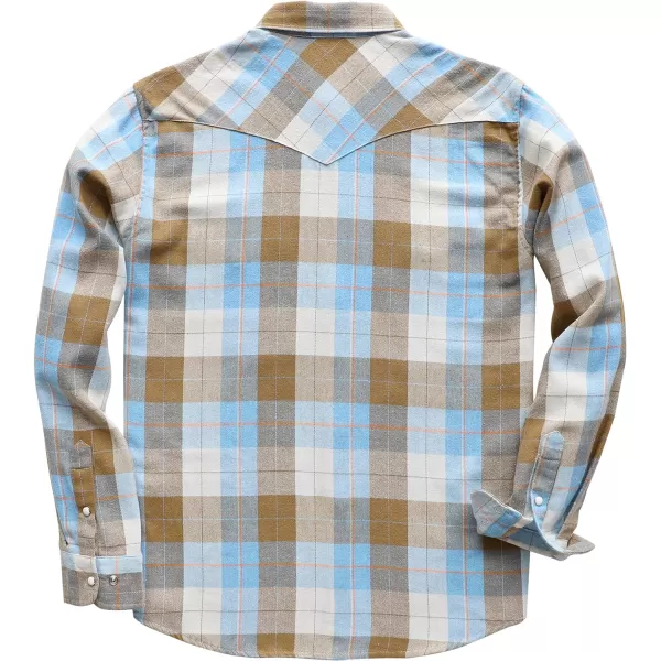 Dubinik® Flannel Shirt for Men Western Cowboy Pearl Snap Shirts for Men Long Sleeve Vintage Buttons Down Plaid Shirt