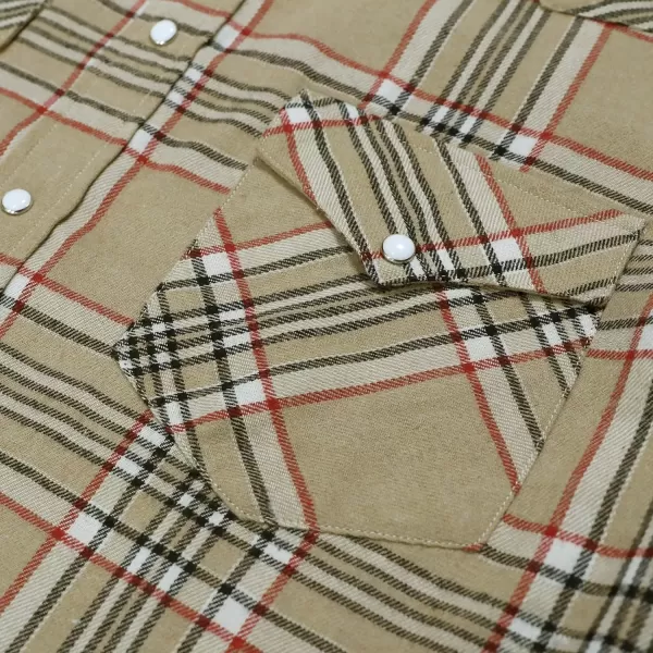 Dubinik® Flannel Shirt for Men Western Cowboy Pearl Snap Shirts for Men Long Sleeve Vintage Buttons Down Plaid Shirt