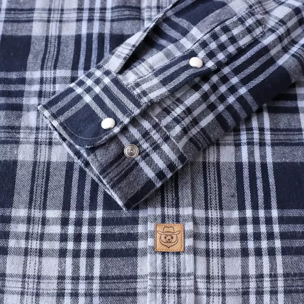 Dubinik® Flannel Shirt for Men Western Cowboy Pearl Snap Shirts for Men Long Sleeve Vintage Buttons Down Plaid Shirt