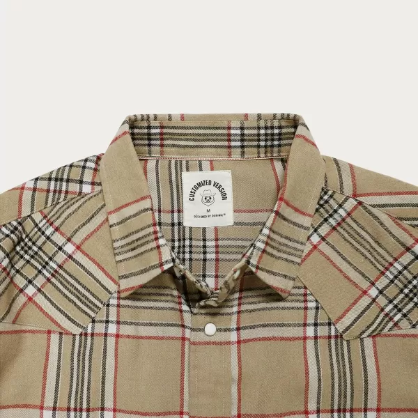 Dubinik® Flannel Shirt for Men Western Cowboy Pearl Snap Shirts for Men Long Sleeve Vintage Buttons Down Plaid Shirt