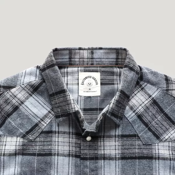 Dubinik® Flannel Shirt for Men Western Cowboy Pearl Snap Shirts for Men Long Sleeve Vintage Buttons Down Plaid Shirt