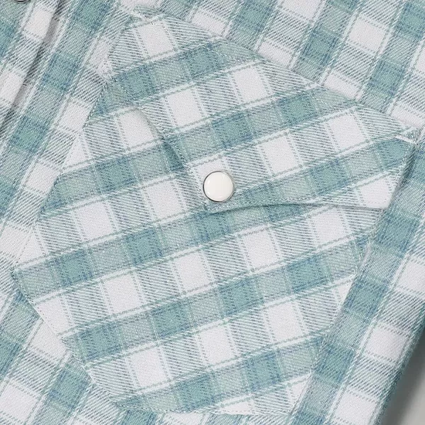 Dubinik® Flannel Shirt for Men Western Cowboy Pearl Snap Shirts for Men Long Sleeve Vintage Buttons Down Plaid Shirt