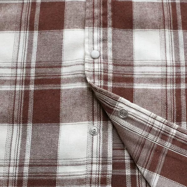 Dubinik® Flannel Shirt for Men Western Cowboy Pearl Snap Shirts for Men Long Sleeve Vintage Buttons Down Plaid Shirt