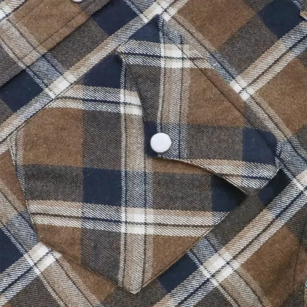 Dubinik® Flannel Shirt for Men Western Cowboy Pearl Snap Shirts for Men Long Sleeve Vintage Buttons Down Plaid Shirt