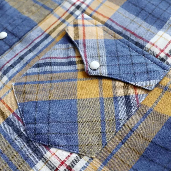 Dubinik® Flannel Shirt for Men Western Cowboy Pearl Snap Shirts for Men Long Sleeve Vintage Buttons Down Plaid Shirt