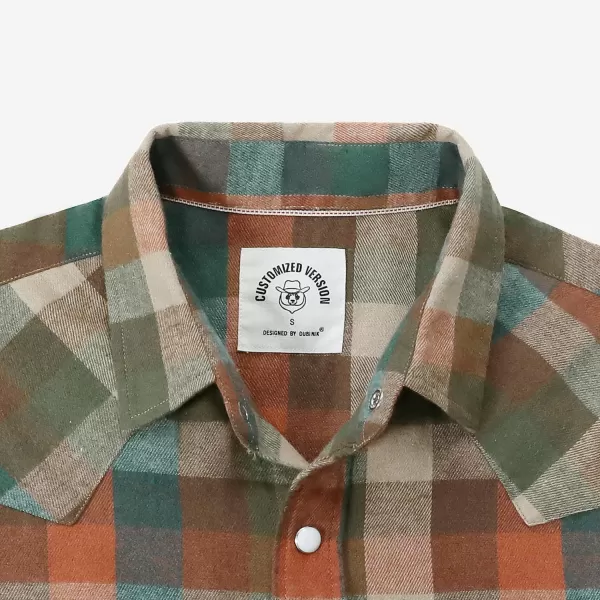 Dubinik® Flannel Shirt for Men Western Cowboy Pearl Snap Shirts for Men Long Sleeve Vintage Buttons Down Plaid Shirt