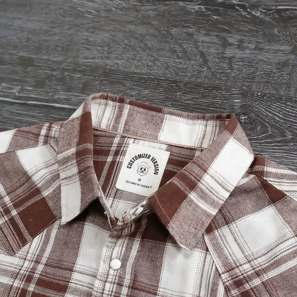 Dubinik® Flannel Shirt for Men Western Cowboy Pearl Snap Shirts for Men Long Sleeve Vintage Buttons Down Plaid Shirt