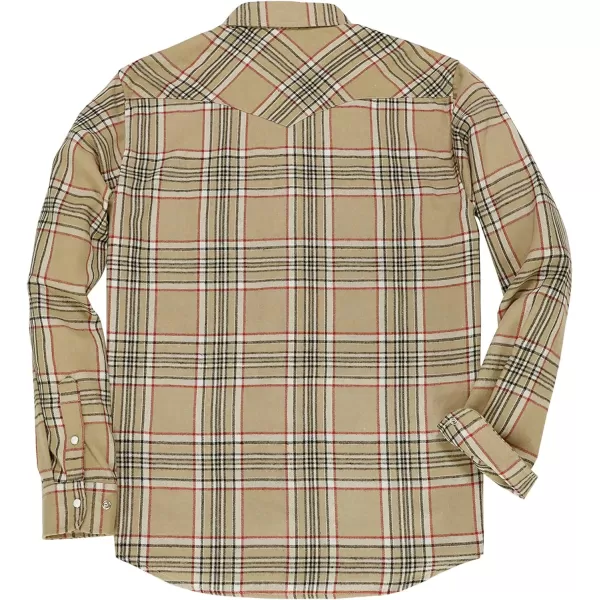 Dubinik® Flannel Shirt for Men Western Cowboy Pearl Snap Shirts for Men Long Sleeve Vintage Buttons Down Plaid Shirt