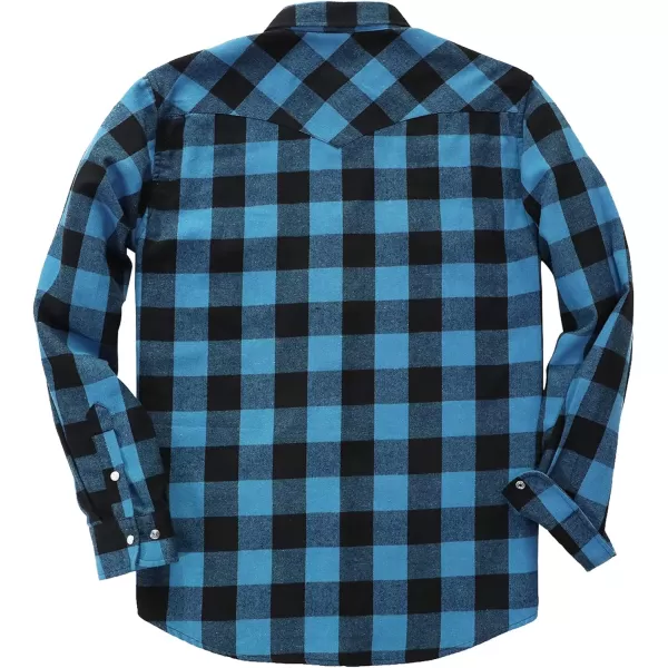 Dubinik® Flannel Shirt for Men Western Cowboy Pearl Snap Shirts for Men Long Sleeve Vintage Buttons Down Plaid Shirt