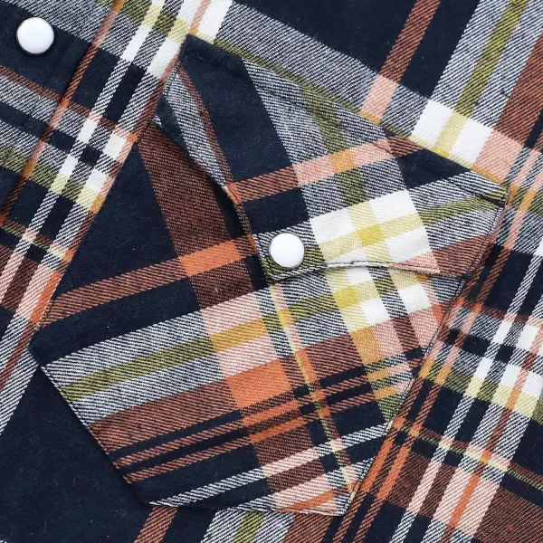 Dubinik® Flannel Shirt for Men Western Cowboy Pearl Snap Shirts for Men Long Sleeve Vintage Buttons Down Plaid Shirt