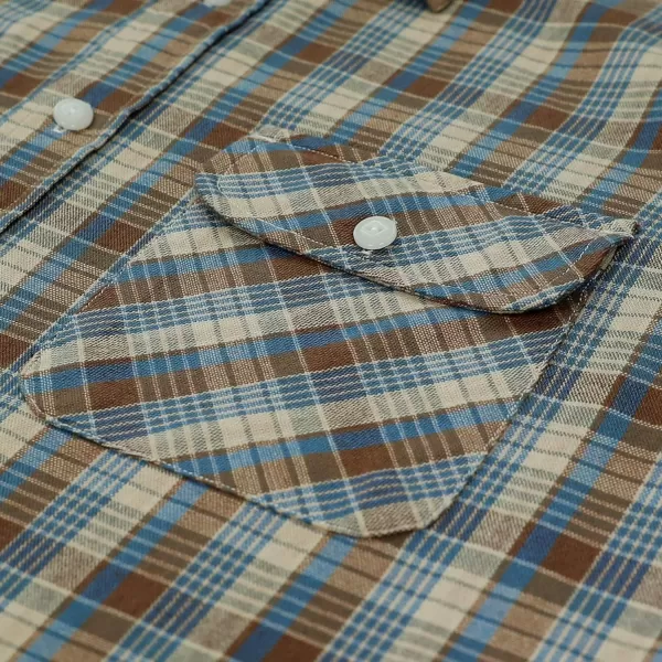 Dubinik® Flannel Shirt for Men Western Cowboy Pearl Snap Shirts for Men Long Sleeve Vintage Buttons Down Plaid Shirt