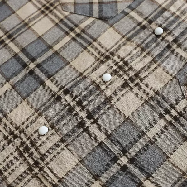 Dubinik® Flannel Shirt for Men Western Cowboy Pearl Snap Shirts for Men Long Sleeve Vintage Buttons Down Plaid Shirt