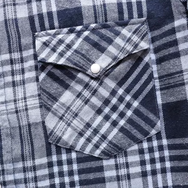 Dubinik® Flannel Shirt for Men Western Cowboy Pearl Snap Shirts for Men Long Sleeve Vintage Buttons Down Plaid Shirt