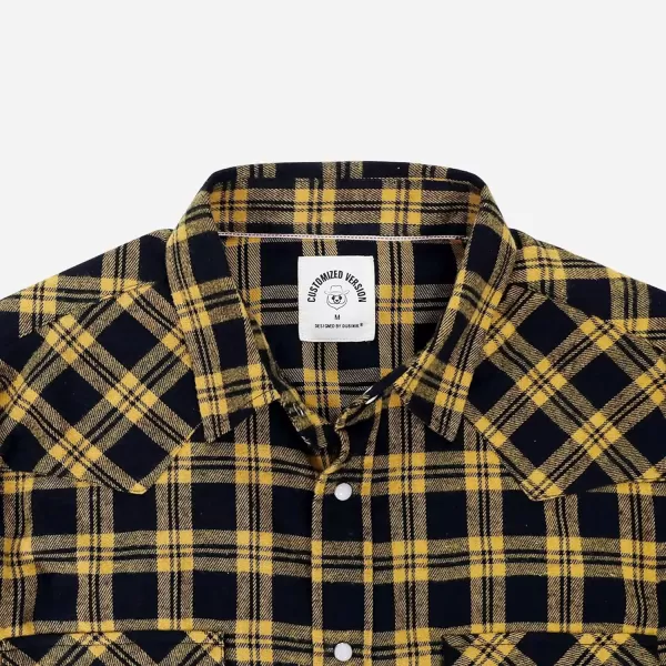 Dubinik® Flannel Shirt for Men Western Cowboy Pearl Snap Shirts for Men Long Sleeve Vintage Buttons Down Plaid Shirt