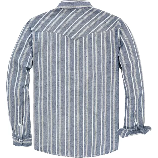 Dubinik® Flannel Shirt for Men Western Cowboy Pearl Snap Shirts for Men Long Sleeve Vintage Buttons Down Plaid Shirt