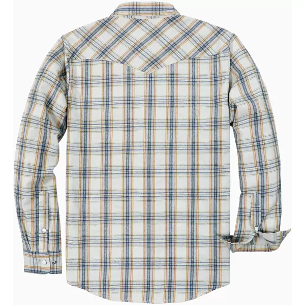 Dubinik® Flannel Shirt for Men Western Cowboy Pearl Snap Shirts for Men Long Sleeve Vintage Buttons Down Plaid Shirt